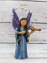 Christmas Decorations, Angel with Violin, Christmas Angel Home Decor, Handmade Angel Art from Oaxaca Mexico, Original Sculpture