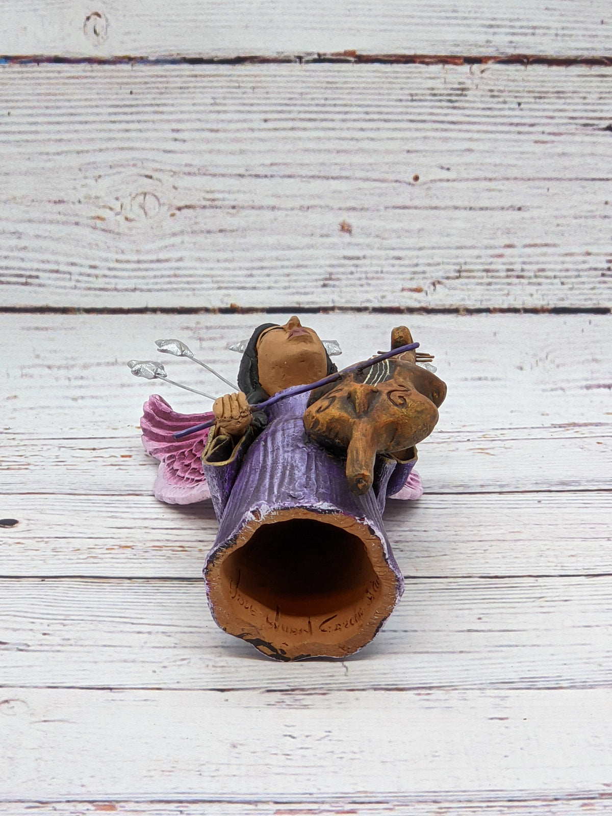 Christmas Decorations, Angel with Cello, Christmas Angel Home Decor, Handmade Angel Art from Oaxaca Mexico, Original Sculpture