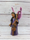 Christmas Decorations, Angel with Cello, Christmas Angel Home Decor, Handmade Angel Art from Oaxaca Mexico, Original Sculpture