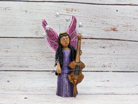 Christmas Decorations, Angel with Cello, Christmas Angel Home Decor, Handmade Angel Art from Oaxaca Mexico, Original Sculpture