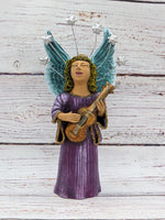 Christmas Decorations, Angel with Guitar, Christmas Angel Home Decor, Handmade Angel Art from Oaxaca Mexico, Original Sculpture