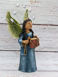 Angel with Drums,  Angel Home Decor, Handmade Angel Art from Oaxaca Mexico, Original Sculpture, Christmas Decoration