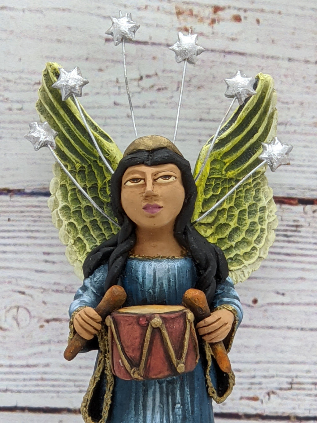 Angel with Drums,  Angel Home Decor, Handmade Angel Art from Oaxaca Mexico, Original Sculpture, Christmas Decoration