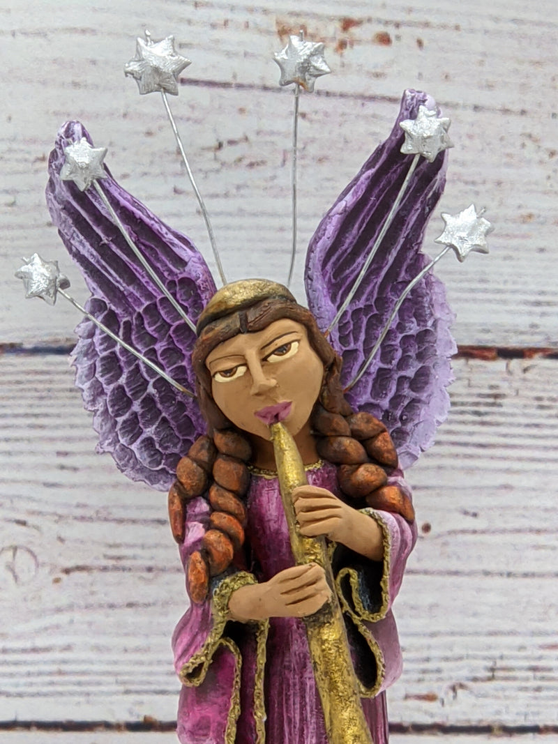 Christmas Decorations, Angel with Oboe, Christmas Angel Home Decor, Handmade Angel Art from Oaxaca Mexico, Original Sculpture