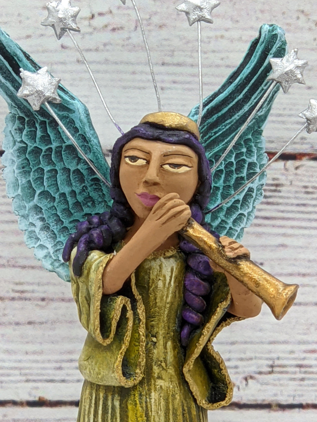 Christmas Decorations, Angel with Flute, Christmas Angel Home Decor, Handmade Angel Art from Oaxaca Mexico, Original Sculpture