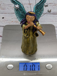 Christmas Decorations, Angel with Flute, Christmas Angel Home Decor, Handmade Angel Art from Oaxaca Mexico, Original Sculpture