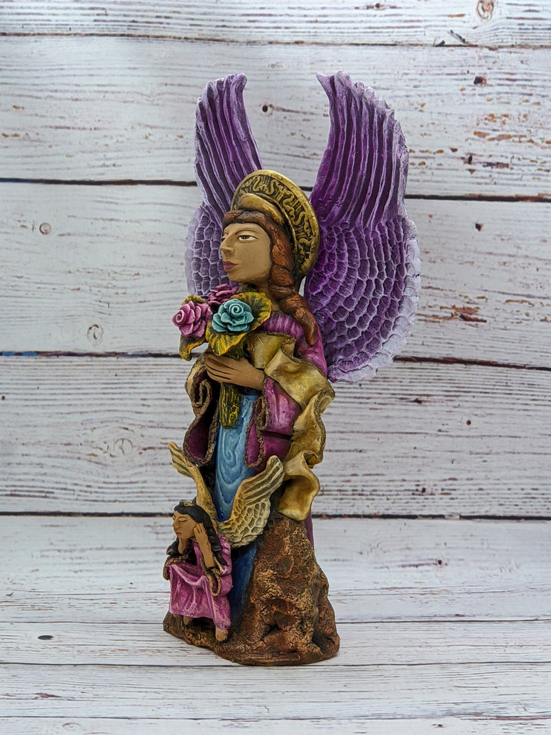 Christmas Decorations, Angels with Flowers, Christmas Angel Home Decor, Handmade Angel Art from Oaxaca Mexico, Original Sculpture