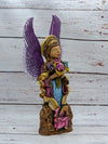 Christmas Decorations, Angels with Flowers, Christmas Angel Home Decor, Handmade Angel Art from Oaxaca Mexico, Original Sculpture