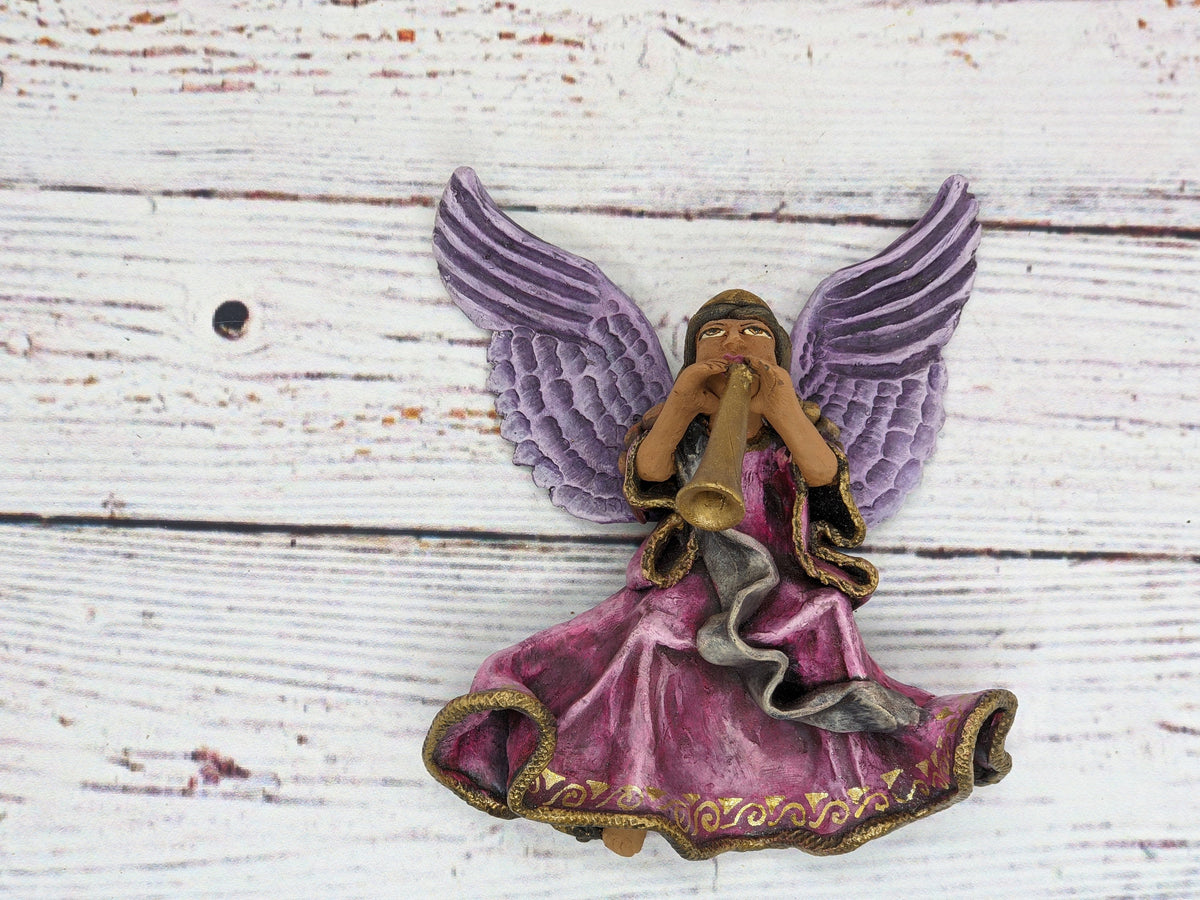 Christmas Tree Ornament, Angel with Trumpet Christmas Decorations, Angel Ornament Home Decor, Original Handmade Angel Art from Oaxaca Mexico