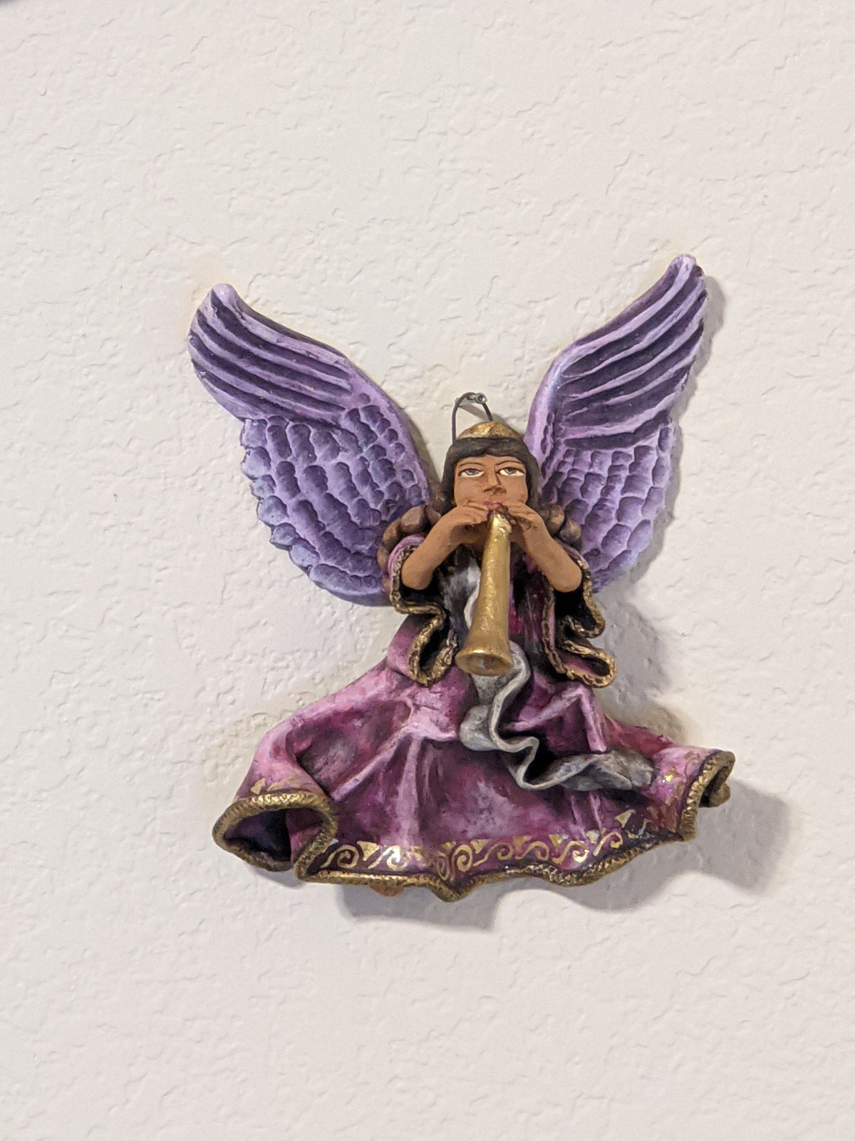 Christmas Tree Ornament, Angel with Trumpet Christmas Decorations, Angel Ornament Home Decor, Original Handmade Angel Art from Oaxaca Mexico