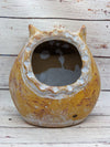 Owl Planter Pot, Clay Flower Pot, Handmade Mexican Pottery, Indoor Outdoor Planter, Garden Decor, Small Planter Pot - Butterscotch