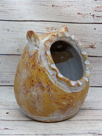 Owl Planter Pot, Clay Flower Pot, Handmade Mexican Pottery, Indoor Outdoor Planter, Garden Decor, Small Planter Pot - Butterscotch