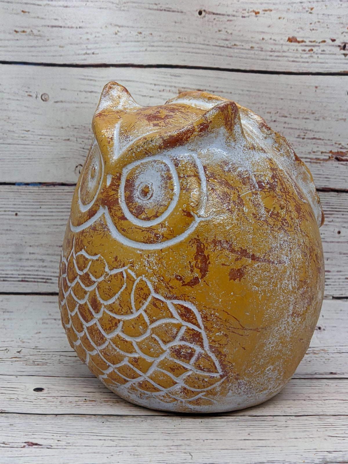 Owl Planter Pot, Clay Flower Pot, Handmade Mexican Pottery, Indoor Outdoor Planter, Garden Decor, Small Planter Pot - Butterscotch