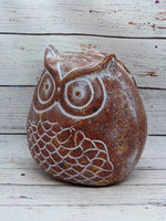 Owl Planter Pot - Clay, Flower Pot, Owl Gifts, Handmade Mexican Pottery, Indoor Planter, Outdoor, Owl Decorations, Small Planter Pot - Brown