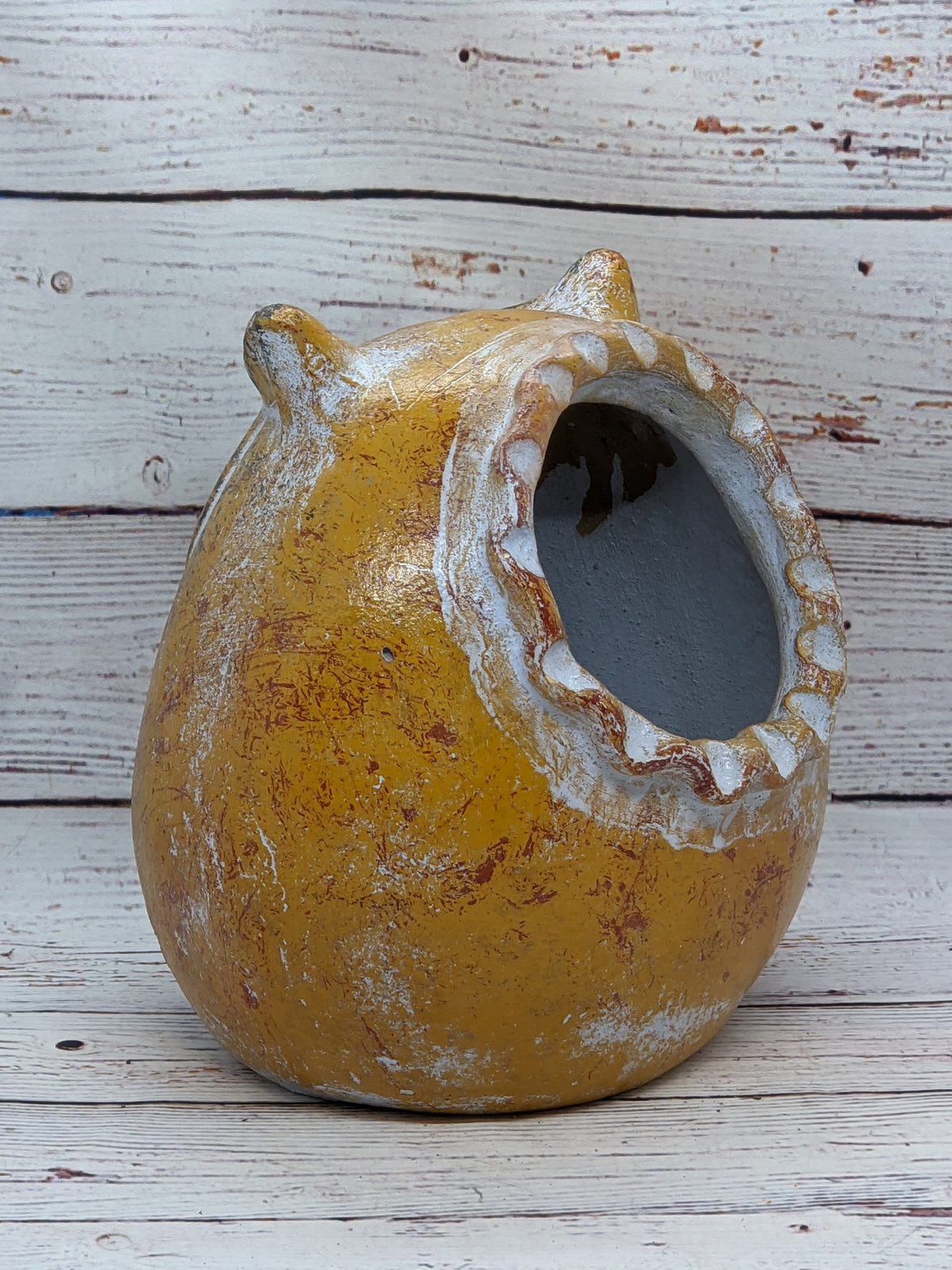 Owl Planter Pot - Clay, Flower Pot, Owl Gifts, Handmade Mexican Pottery, Indoor Planter, Outdoor Garden Decor, Small Planter Pot - Beige