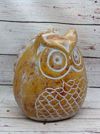 Owl Planter Pot, Clay Flower Pot, Handmade Mexican Pottery, Indoor Outdoor Planter, Garden Decor, Small Planter Pot - Butterscotch