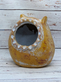 Owl Planter Pot - Clay, Flower Pot, Owl Gifts, Handmade Mexican Pottery, Indoor Planter, Outdoor Garden Decor, Small Planter Pot - Beige
