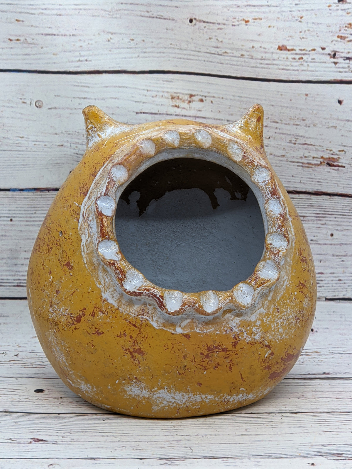 Owl Planter Pot - Clay, Flower Pot, Owl Gifts, Handmade Mexican Pottery, Indoor Planter, Outdoor Garden Decor, Small Planter Pot - Beige