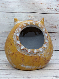 Owl Planter Pot - Clay, Flower Pot, Owl Gifts, Handmade Mexican Pottery, Indoor Planter, Outdoor Garden Decor, Small Planter Pot - Beige