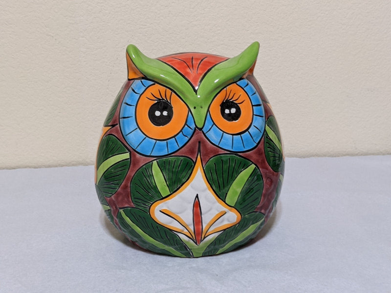 Ceramic Owl Mexican Flower Pot, Colorful Owl Gifts, Talavera Pottery, Indoor or Outdoor Owl Decorations, Talavera Mexico, Large Owl Pot