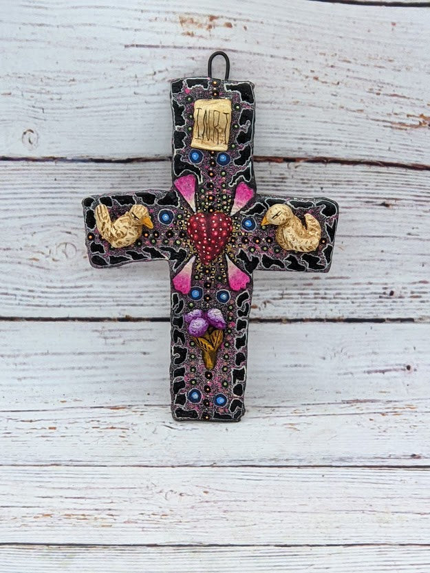 Handmade Christian Cross Wall Art, Mexico Folk Art, Cross Wall Decor, Cross Home Decor, Cross Decorations, Religious Cross