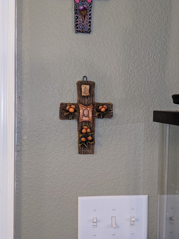 Handmade Christian Cross, Religous Home Decor, Mexican Folk Art, Oaxaca Cross Decor, Cross Decoration Wall Art