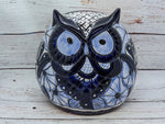 Ceramic Owl Flower Pot - Talavera Blue Mexico Decor, Indoor or Outdoor