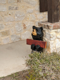 Pre-Order | Chainsaw Carved Black Bear & Welcome Sign to Greet Your Guests with a Wooden Statue on Your Front Porch Home Decor | Ships 2-25