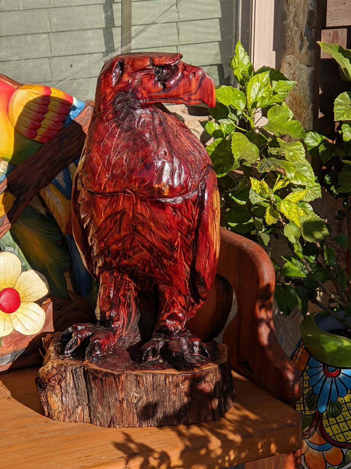 Golden Eagle Statue, Hand Carved Eagle Art, Yard & Home Decor, Chainsaw Art, Carved Eagle Statue, Outdoor Garden Statue