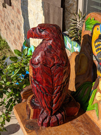 Golden Eagle Statue, Hand Carved Eagle Art, Yard & Home Decor, Chainsaw Art, Carved Eagle Statue, Outdoor Garden Statue