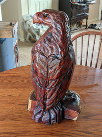 Golden Eagle Statue, Hand Carved Eagle Art, Yard & Home Decor, Chainsaw Art, Carved Eagle Statue, Outdoor Garden Statue
