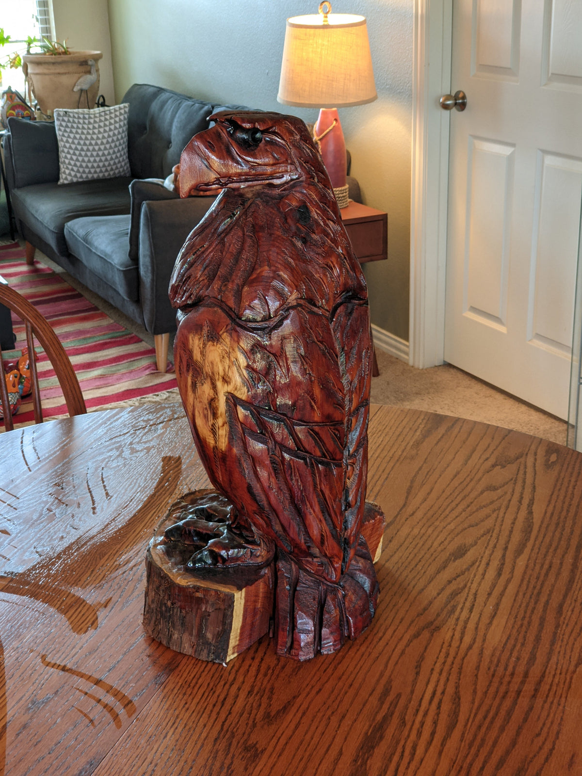 Golden Eagle Statue, Hand Carved Eagle Art, Yard & Home Decor, Chainsaw Art, Carved Eagle Statue, Outdoor Garden Statue