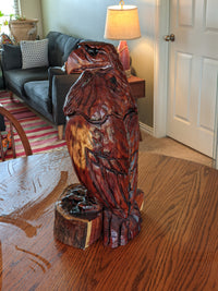 Golden Eagle Statue, Hand Carved Eagle Art, Yard & Home Decor, Chainsaw Art, Carved Eagle Statue, Outdoor Garden Statue