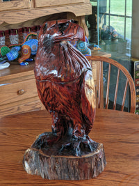 Golden Eagle Statue, Hand Carved Eagle Art, Yard & Home Decor, Chainsaw Art, Carved Eagle Statue, Outdoor Garden Statue