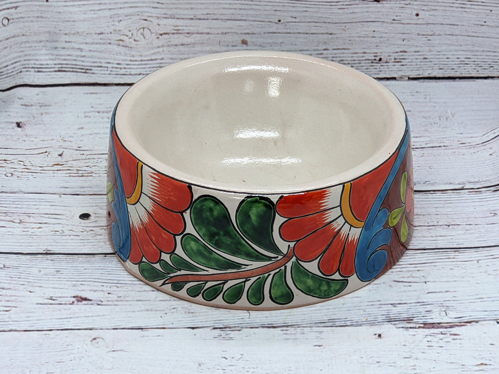 Dog Dish, Ceramic, Talavera Pottery Dog Bowl, Dog Food Bowls, Pet Bowl for Smaller Dogs, Hand Painted Dog Lover Gifts