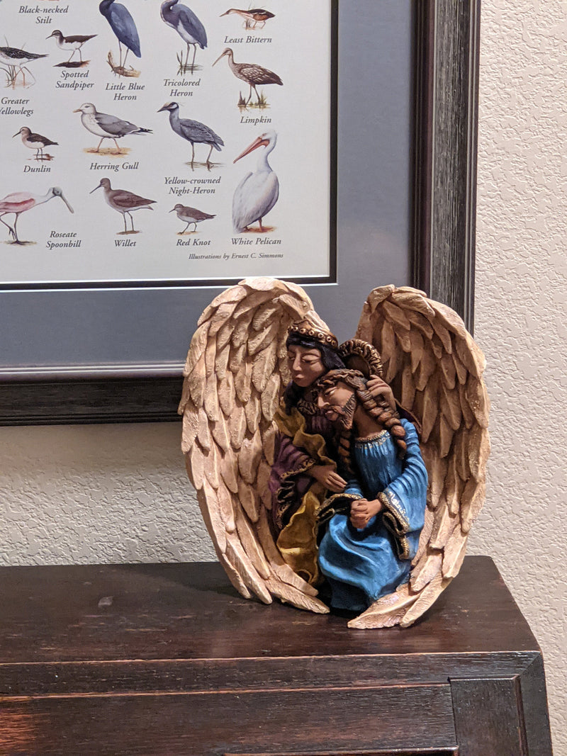 Angel with Christ Home Decor, Mexican Folk Art, Clay Pottery Original Pieta from Oaxaca, Mexico by Jose Juan Aguilar