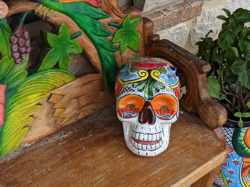 Skull Decor, Talavera Pottery, Skull Decorations, Halloween Party Decor, Skull Art, Ceramic Skull, Decorative Skull Head, Large Size