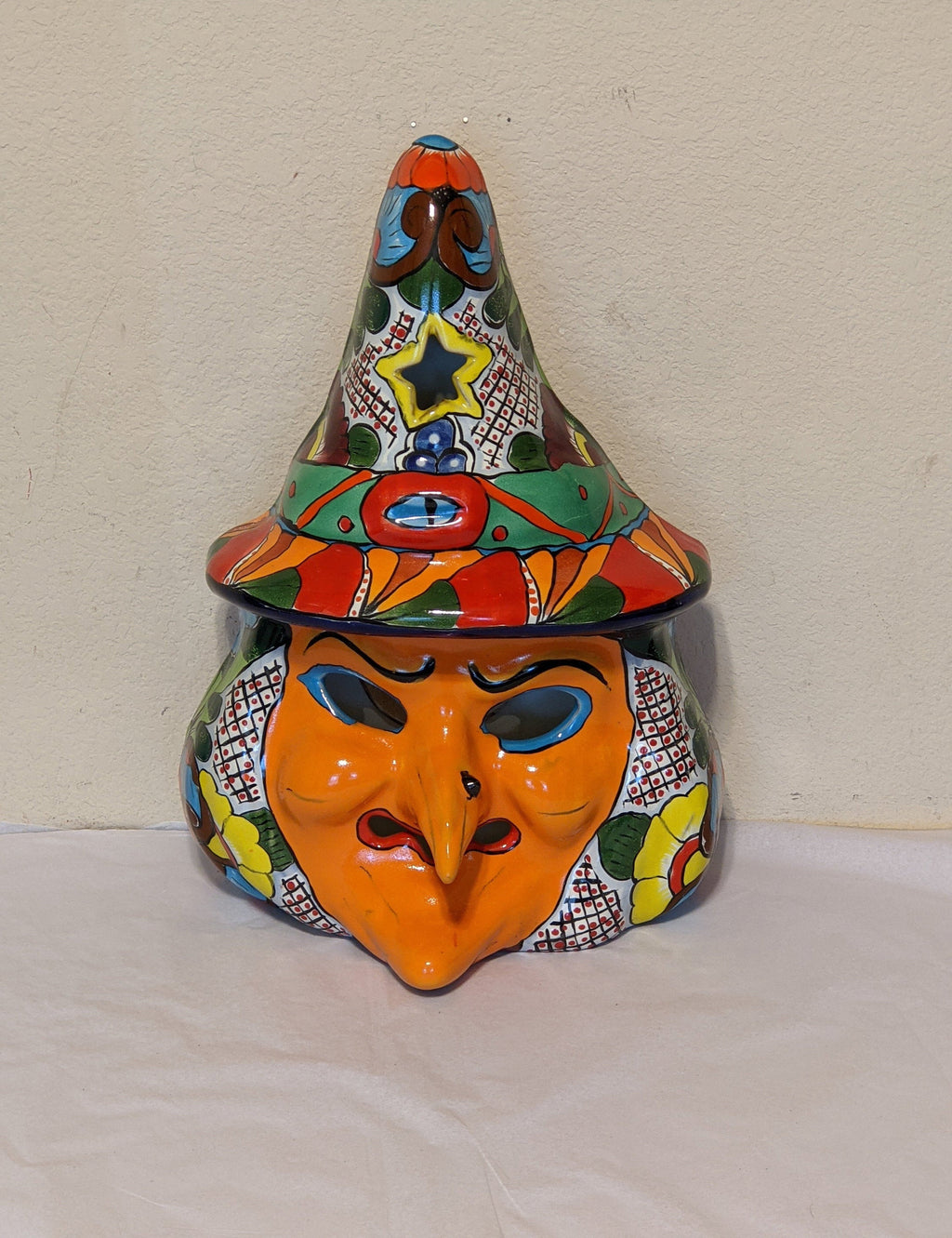 Ceramic Witch, Talavera Pottery, Halloween Decorations, Outdoor Indoor Witch Decorations, Halloween Yard Decor