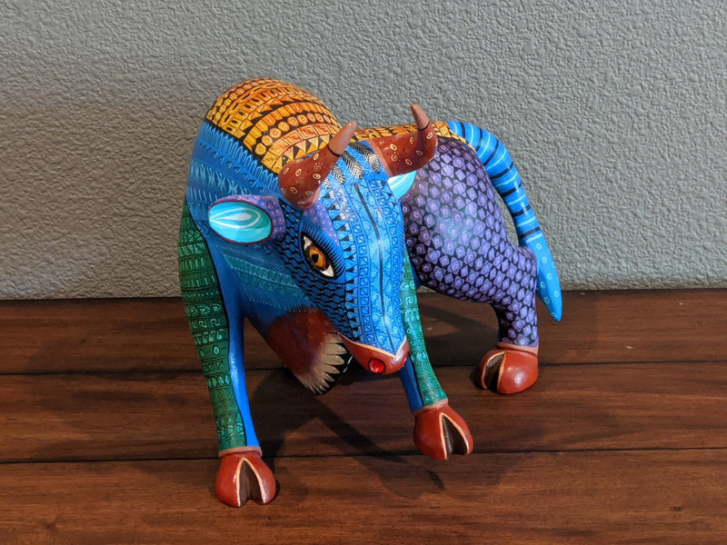 Bull Alebrije Figurine, Handmade Home Decor, Folk Art from Oaxaca Mexico, Original Wood Sculpture, Carved Animals, Unique Bull Statue Gift