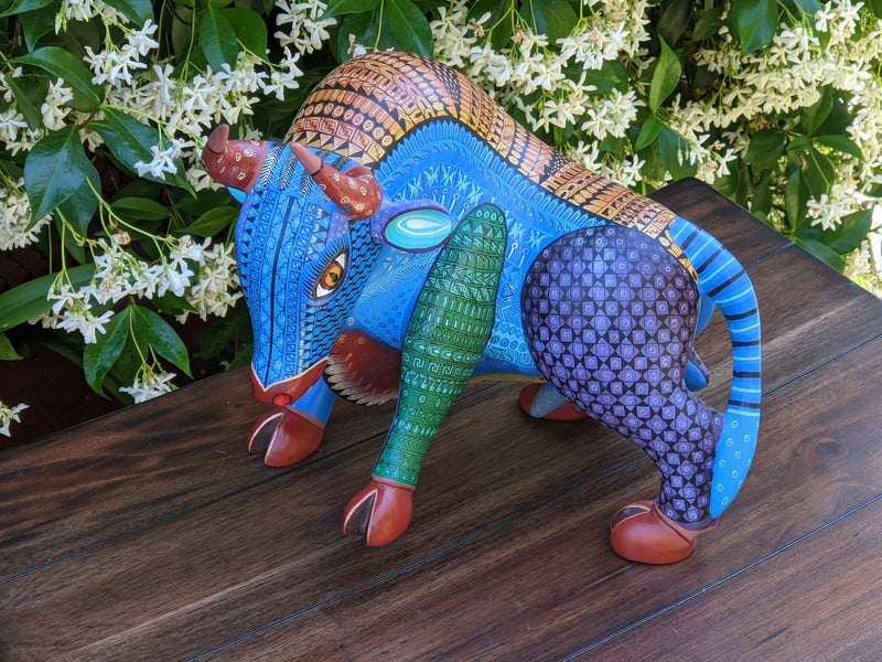 Bull Alebrije Figurine, Handmade Home Decor, Folk Art from Oaxaca Mexico, Original Wood Sculpture, Carved Animals, Unique Bull Statue Gift