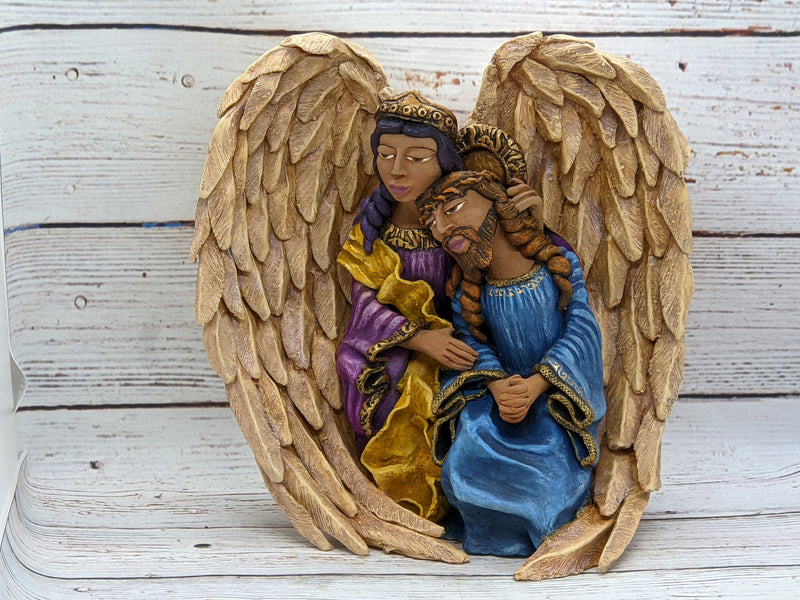 Angel with Christ Home Decor, Mexican Folk Art, Clay Pottery Original Pieta from Oaxaca, Mexico by Jose Juan Aguilar