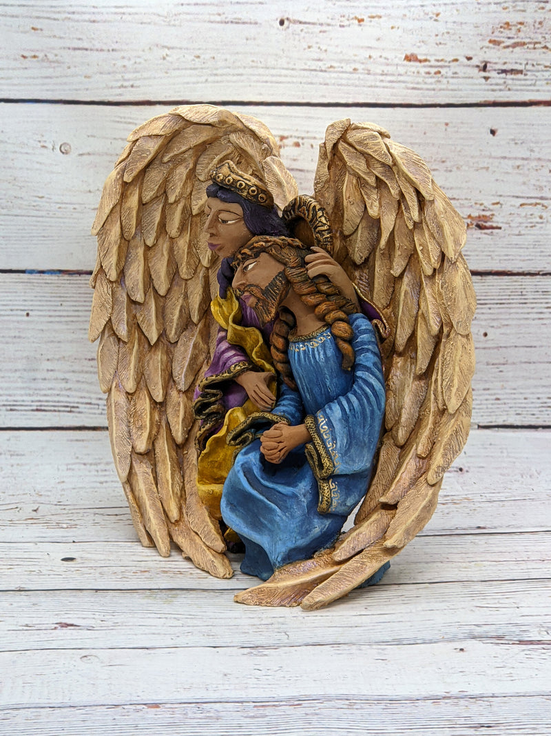 Angel with Christ Home Decor, Mexican Folk Art, Clay Pottery Original Pieta from Oaxaca, Mexico by Jose Juan Aguilar