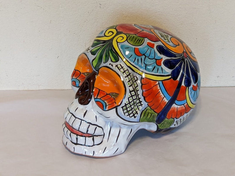 Skull Decor, Talavera Pottery, Skull Decorations, Halloween Party Decor, Skull Art, Ceramic Skull, Decorative Skull Head, Large Size