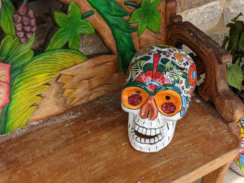 Skull Decor, Talavera Pottery, Skull Decorations, Halloween Party Decor, Skull Art, Ceramic Skull, Decorative Skull Head, Large Size