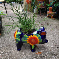 Sunflower Pig Planter Talavera Pottery Ships 9-1 | Use Ceramic Pig Flower Pot for Outdoor or Indoor Plants, Handmade Pig Gifts