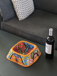 Ceramic Dog Dish, Talavera Pottery, Gorgeous Pet Food Bowl, Mexican Dog Bowl, Hand Painted Dog Lover Home Decor or Gift, Medium Sized Dogs