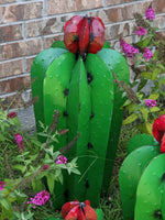 Saguaro Cactus Garden Decor - Family of 3 Metal Cactus Decorations for Yard or Home, Hand Painted Lifelike Saguaro Cactus is Mexican Garden Art