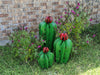 Cactus Garden Decor - 3 Metal Cactus Decorations for Yard or Home, Hand Painted Lifelike Young Saguaro Cactus, Mexican Garden Art