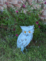 Owl Home Decor, Metal Owl Statue, Owl Decoration for Garden, Metal Owl Yard Art, Metal Owl Sculpture, Owl Figurine Home Decor, Blue Owl