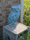 Owl Home Decor, Metal Owl Statue, Owl Decoration for Garden, Metal Owl Yard Art, Metal Owl Sculpture, Owl Figurine Home Decor, Blue Owl